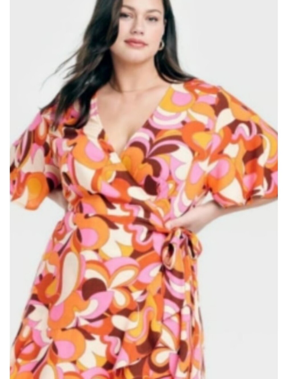 Ava & Viv Abstract Retro Wrap Romper Sz XXL Mod 70s Resort